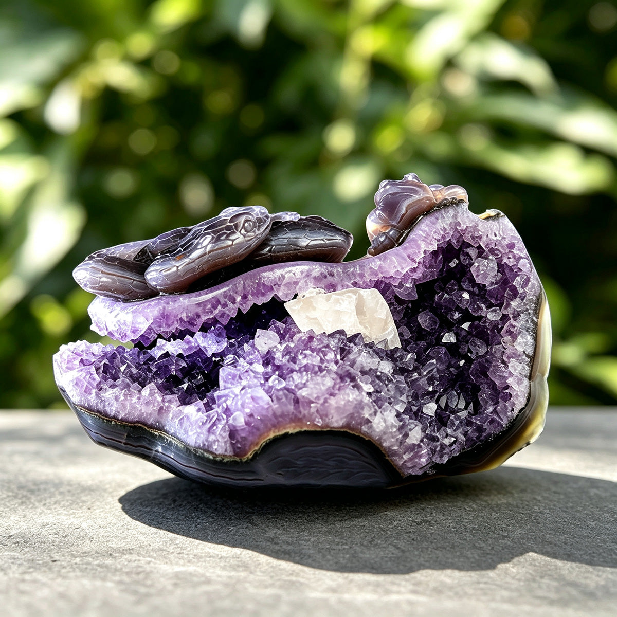 7.5" Druzy Agate Geode Carving  #GDC0006