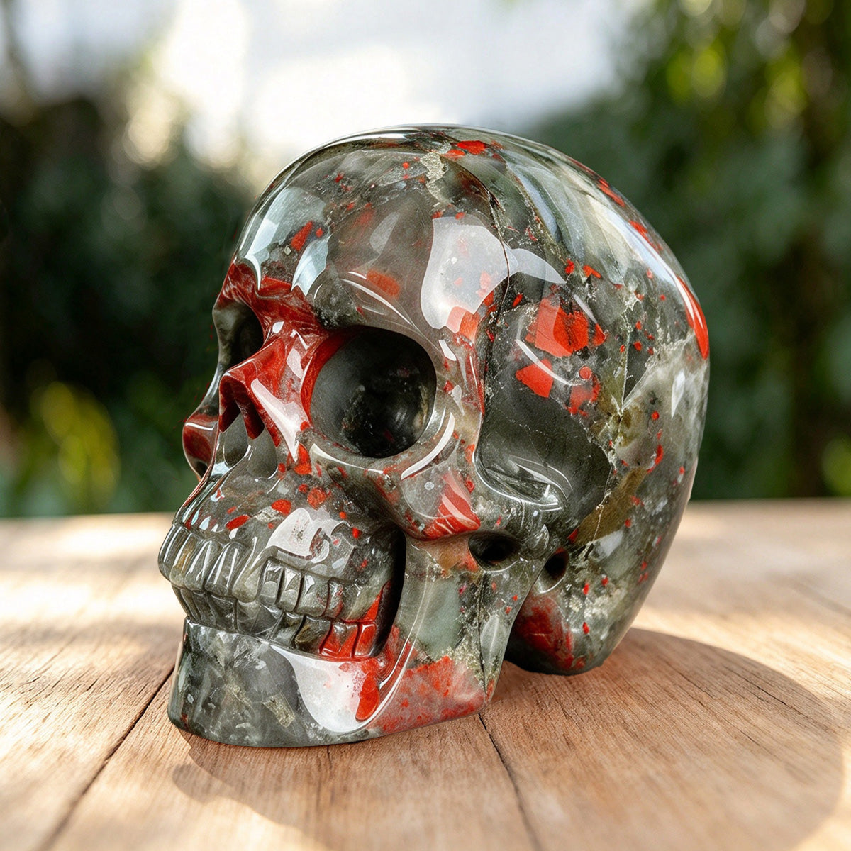 4.5" African Bloodstone Crystal Skull Carving  #SKH45021