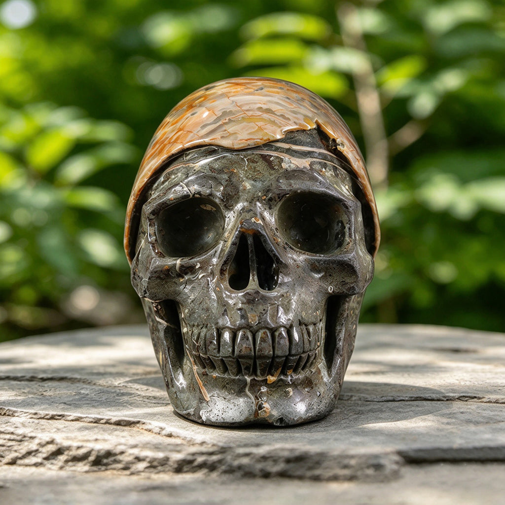 6.5" Snail Spiral Fossil Skull Carving  #SCS0022