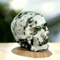 3.0" Moss Agate Crystal Skull Carving  #SKH30070
