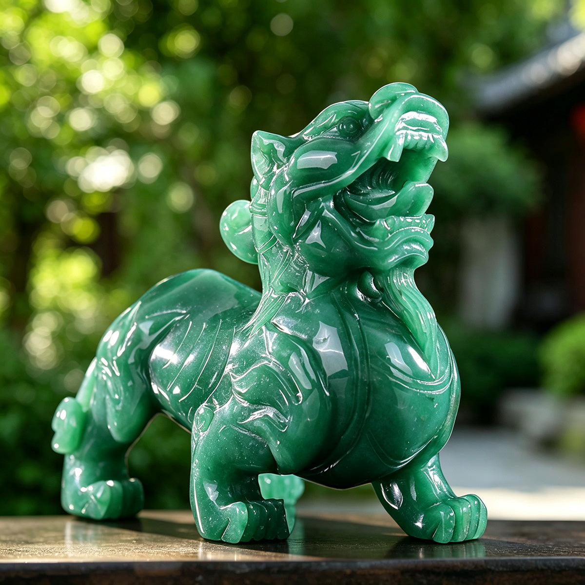 6.4" Green Aventurine Kylin Carving  #CTC0020