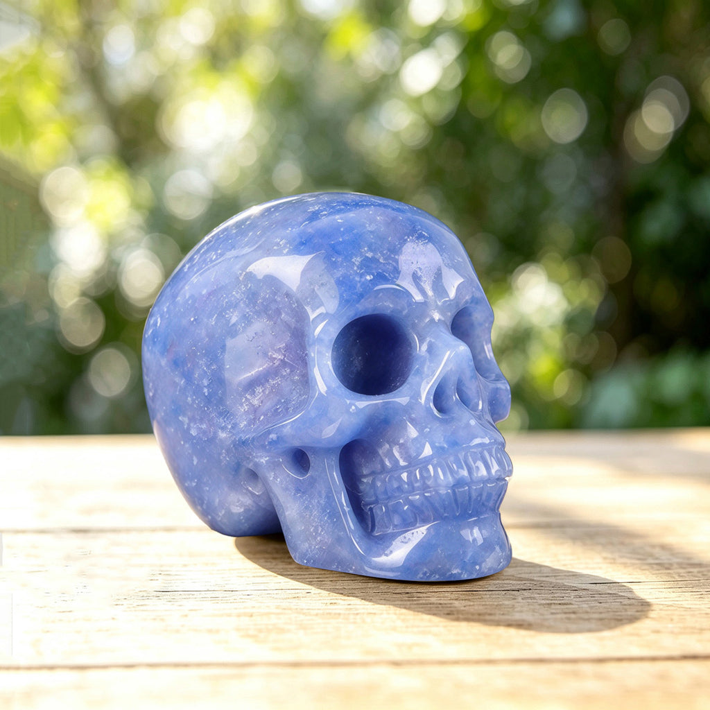 2.2" Blue Aventurine Crystal Skull Carving  #SKH22060