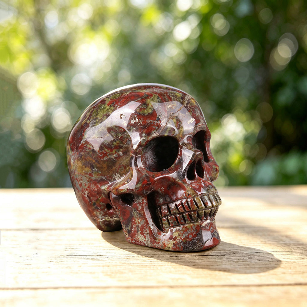 2.2" Dragon Blood Jasper Crystal Skull Carving  #SKH22051