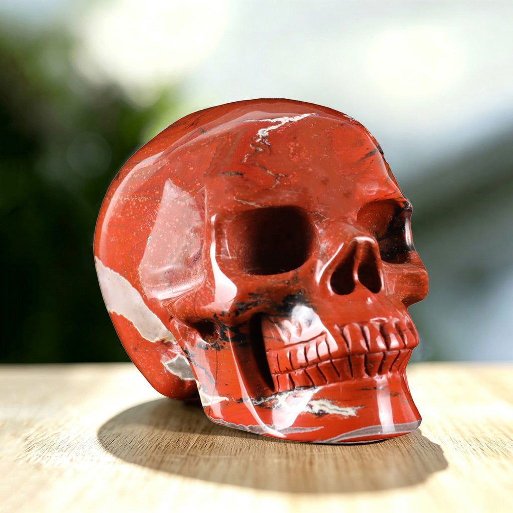 3.0" Red Jasper Crystal Skull Carving  #SKH30077