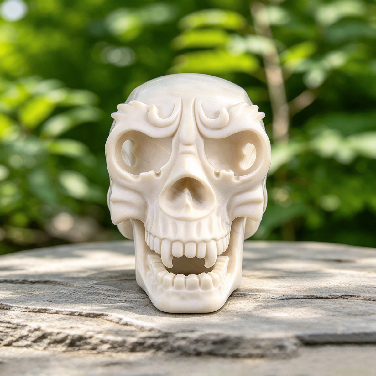 4.0" White Jade Crystal Skull Carving  #SCS0019
