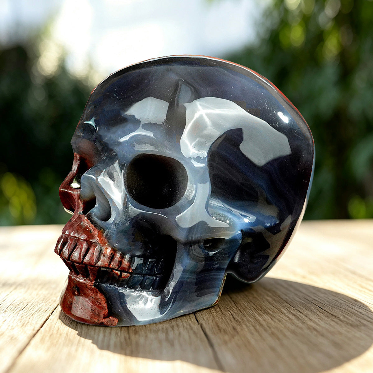 4.5" Volcanic Agate Crystal Skull Carving  #SKHVA4501
