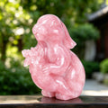 11.0" Rose Quartz Chubby Rabbit Carving  #CTC0048