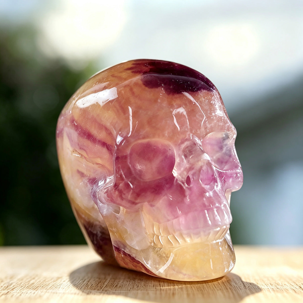 3.0" Fluorite Human Skull Carving  #SKH30011