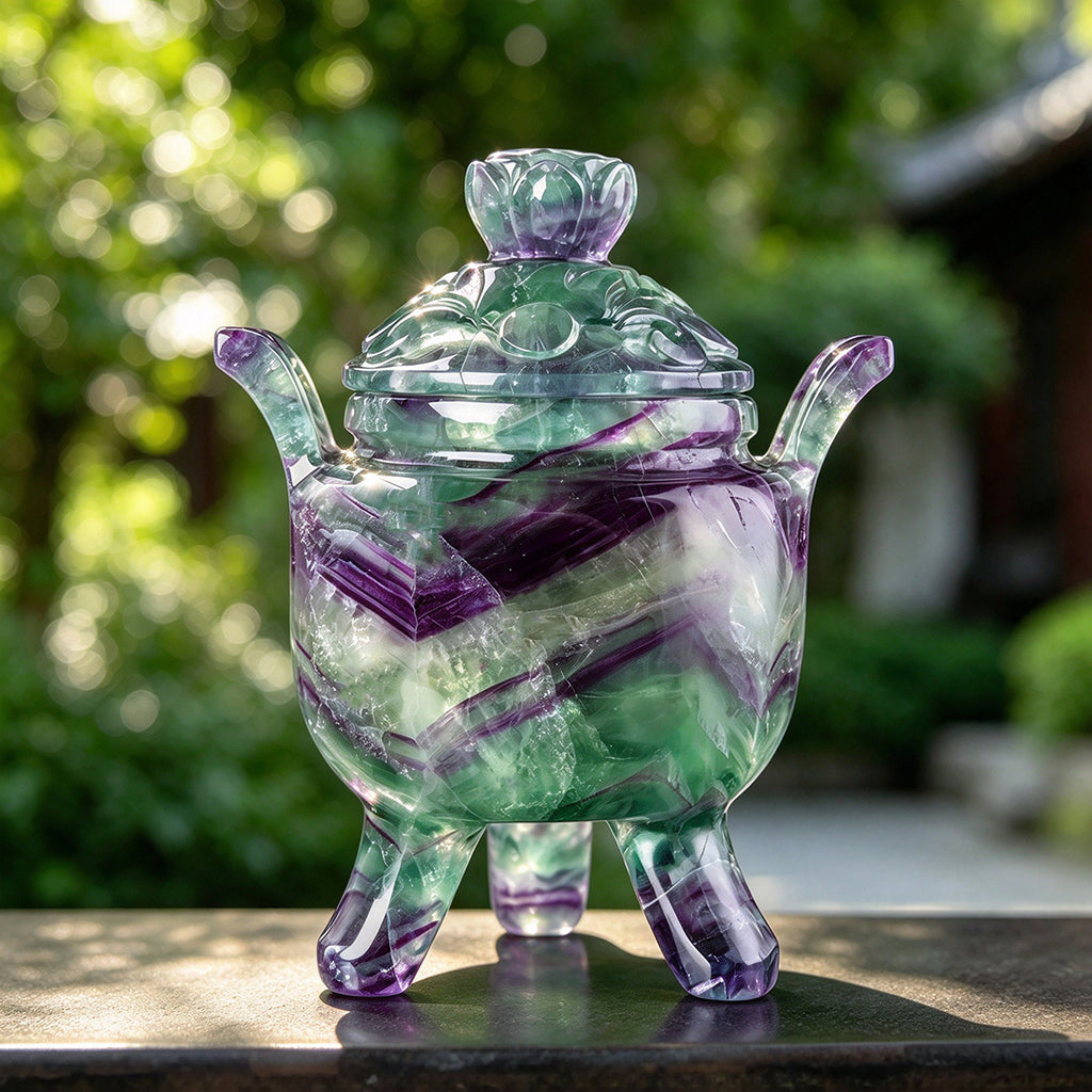 4.9" Fluorite Crystal Censer Carving  #CTC0045