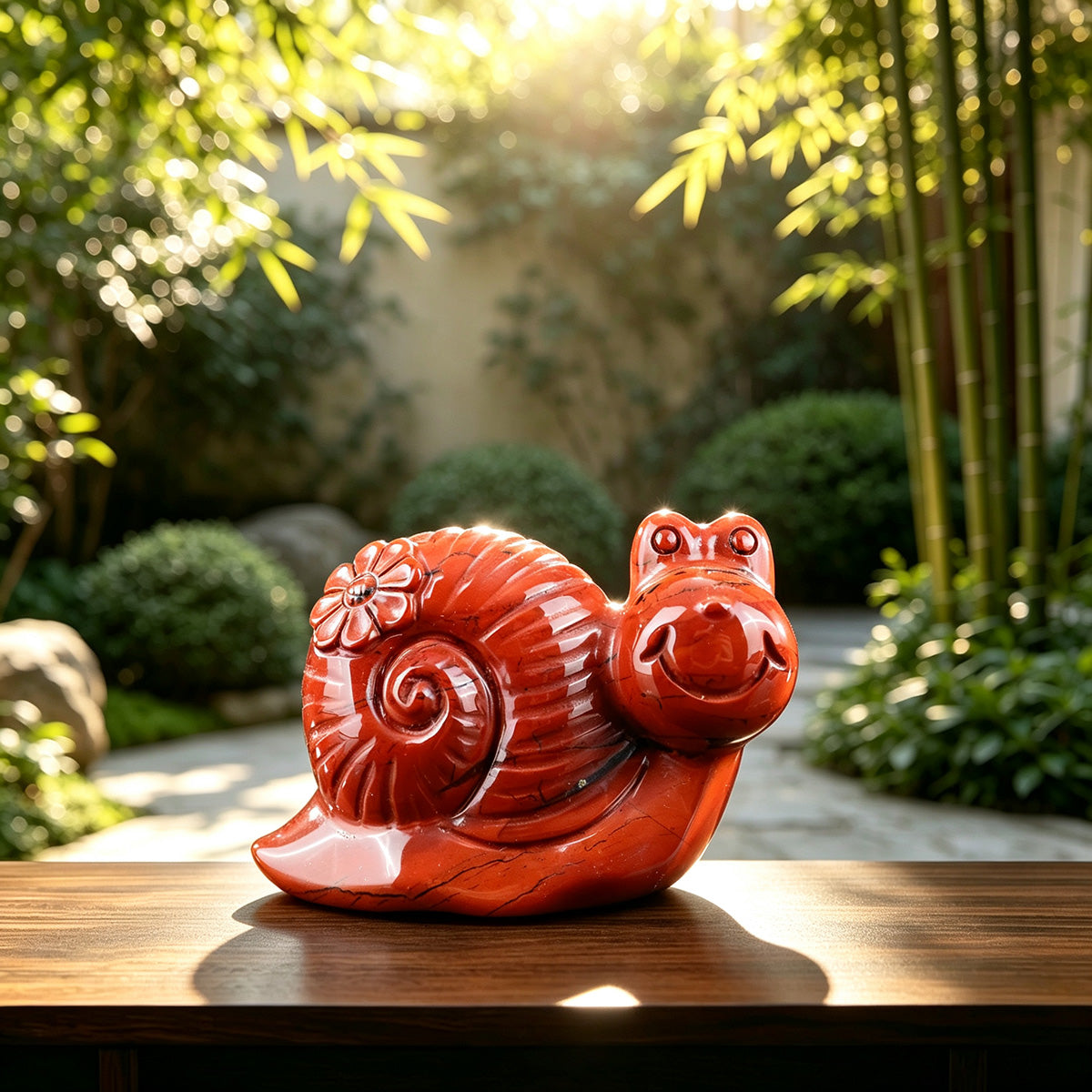 3.0" Red Jasper Snail Carving  #CHA0010