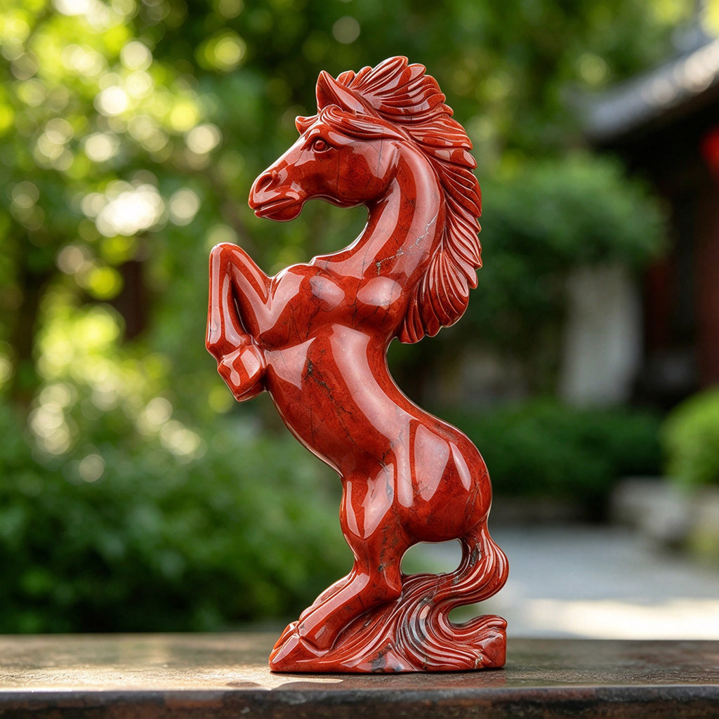 9.0" Red Jasper Crystal Horse Carving  #CTC0027