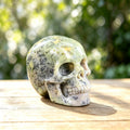 2.2" White Opal Human Skull Carving  #SKH22006
