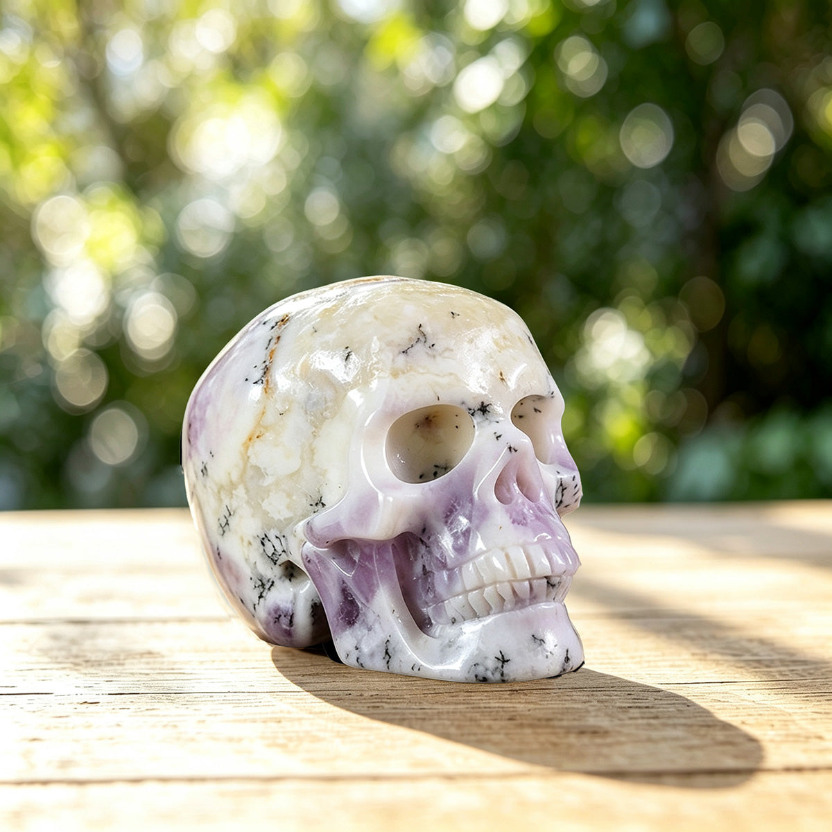 2.2" White Opal Human Skull Carving  #SKH22015