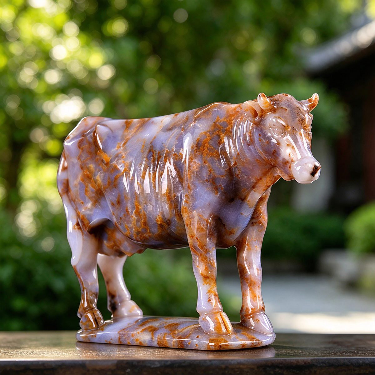 5.3" Chalcedony Jasper Cow Carving  #CTC0059