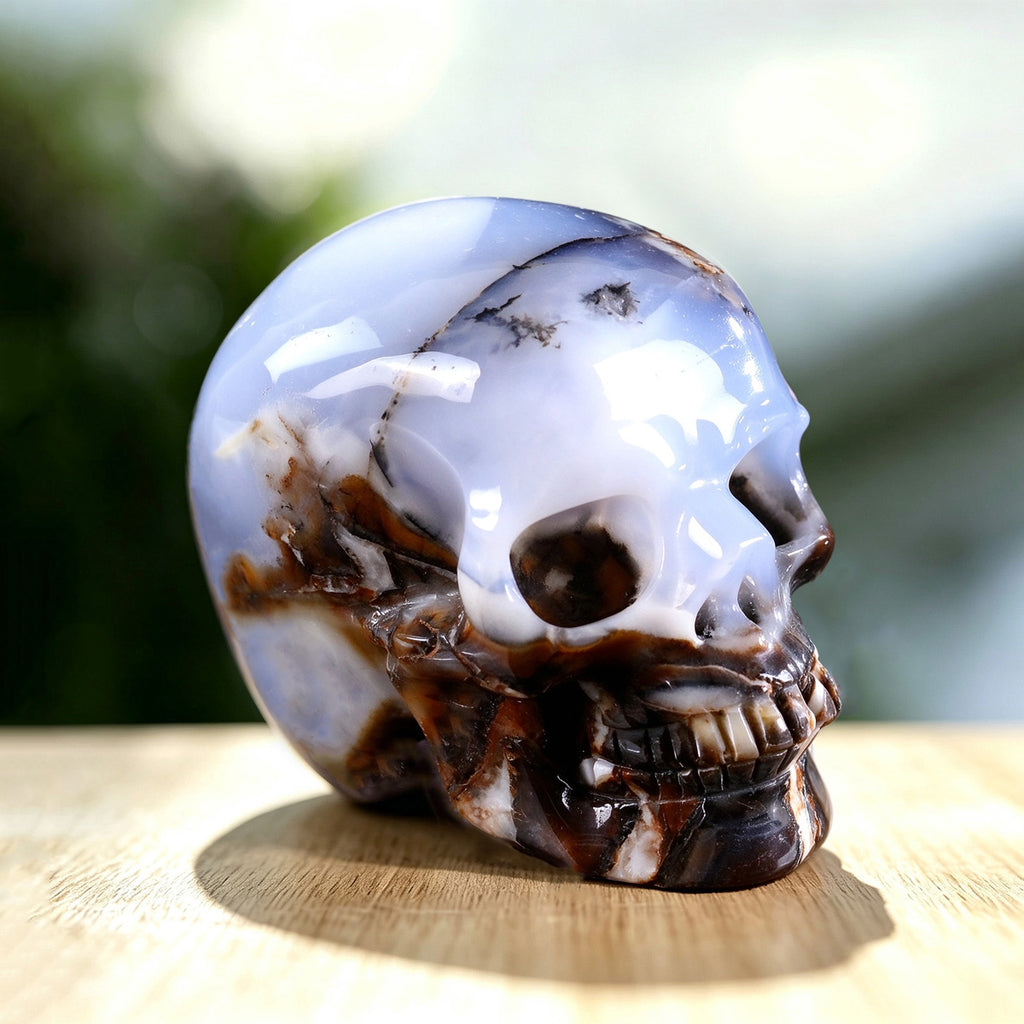 3.0" Blue Chalcedony Crystal Skull Carving  #SKH30106