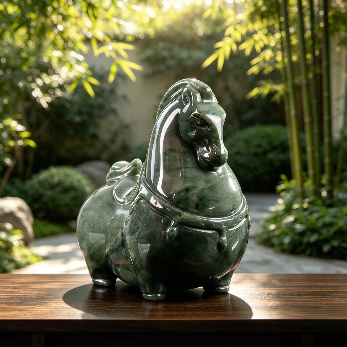 2.7" Jiulong Jade Tang Horse Carving  #CHA0023