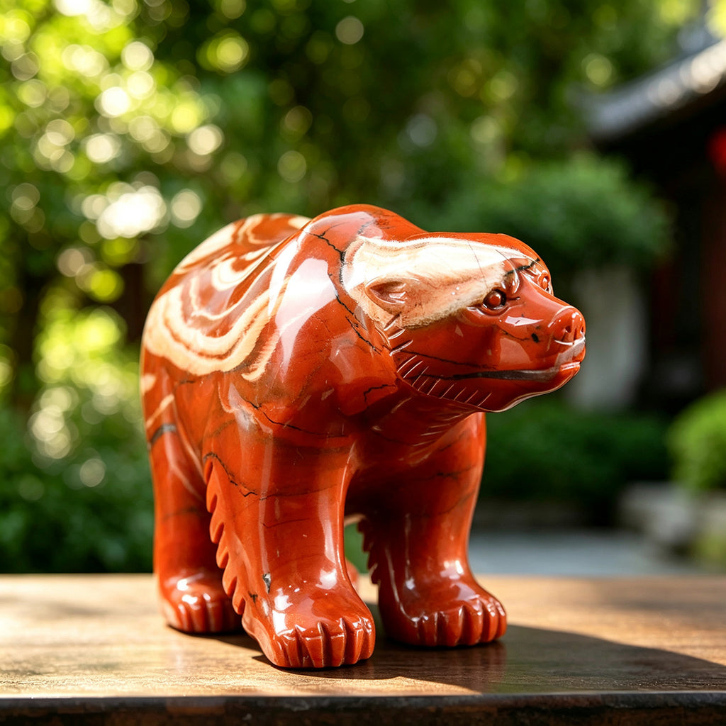 7.1" Red Jasper Polar Bear Carving  #CTC0023