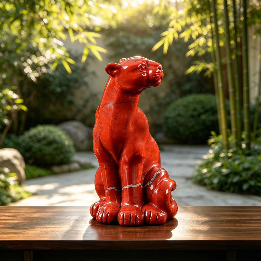 2.5" Red Jasper Leopard Carving  #CHA0021