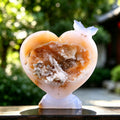 5.5" Blue Chalcedony Heart with Butterfly Carving  #CTC0021