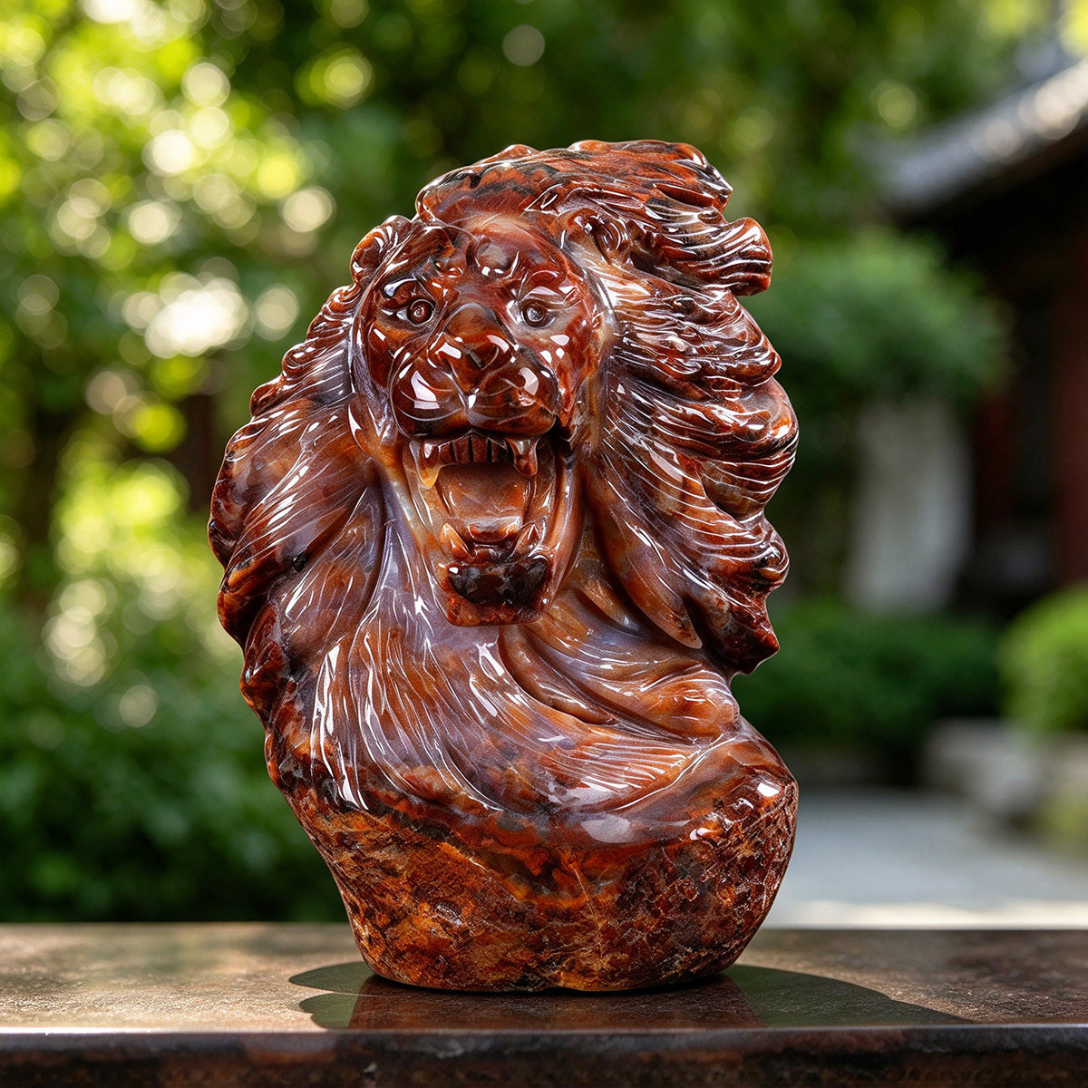 4.8" Chalcedony Jasper Lion Carving  #CTC0057