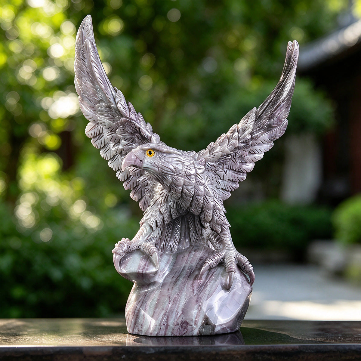10.2" Jiulong Jade Crystal Eagle Carving  #CTC0037