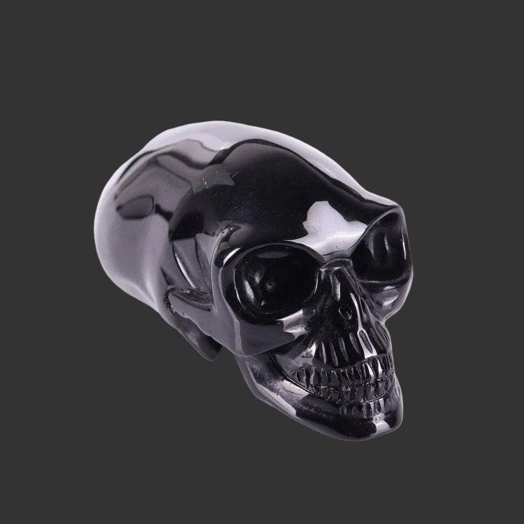 3.9" Black Obsidian Maya Alien Skull Carving  #CSC0033