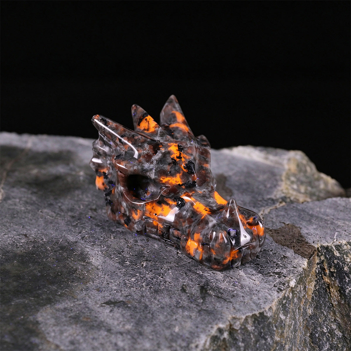 2.5" Fire Stone Dragon Skull Carving  #CSC0050