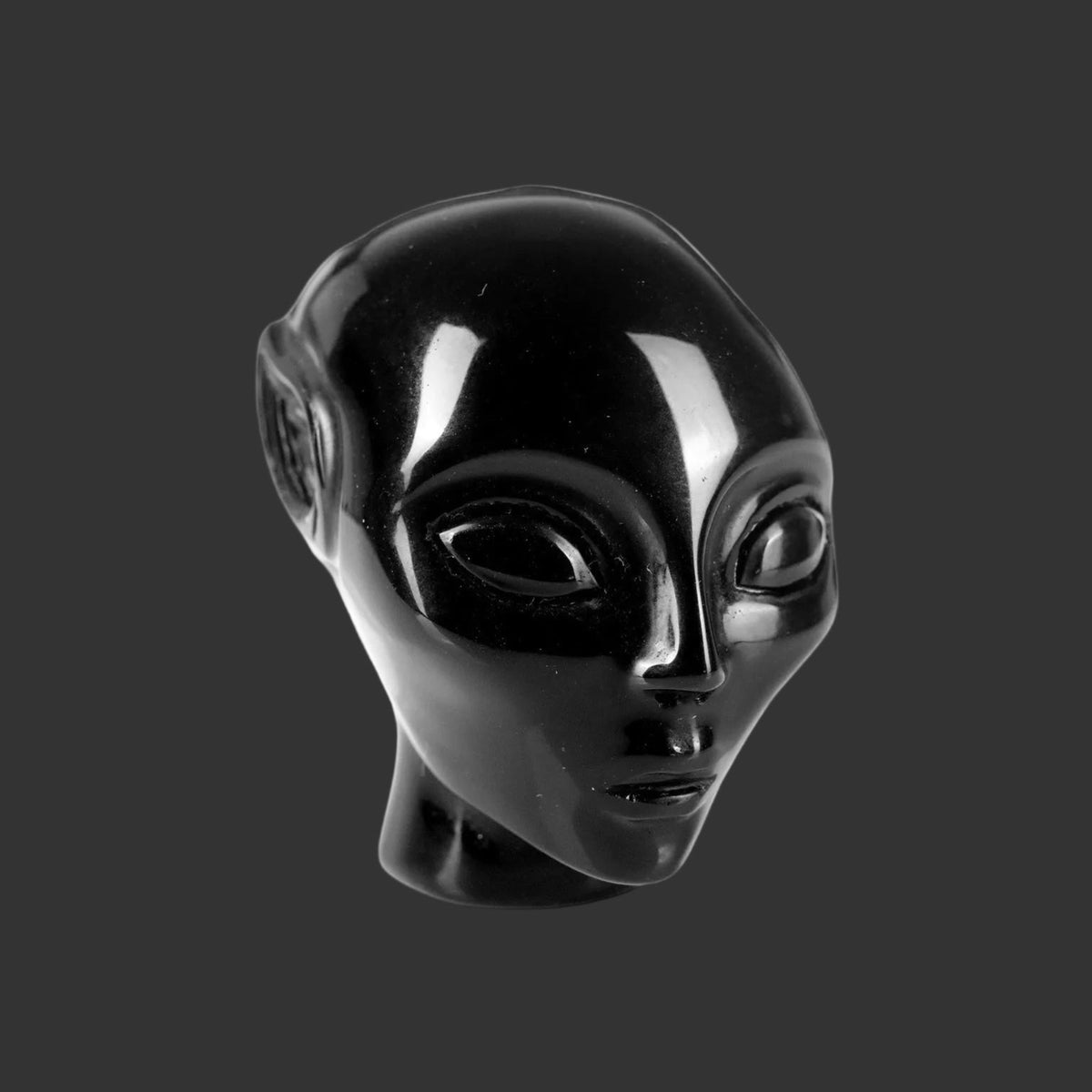 2.0" Black Obsidian Alien Skull Carving  #CSC0032