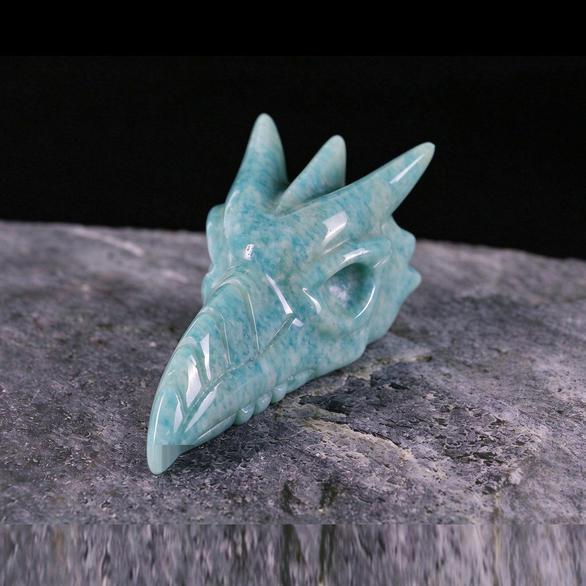 2.5" Amazonite Phoenix Skull Carving  #CSC0027