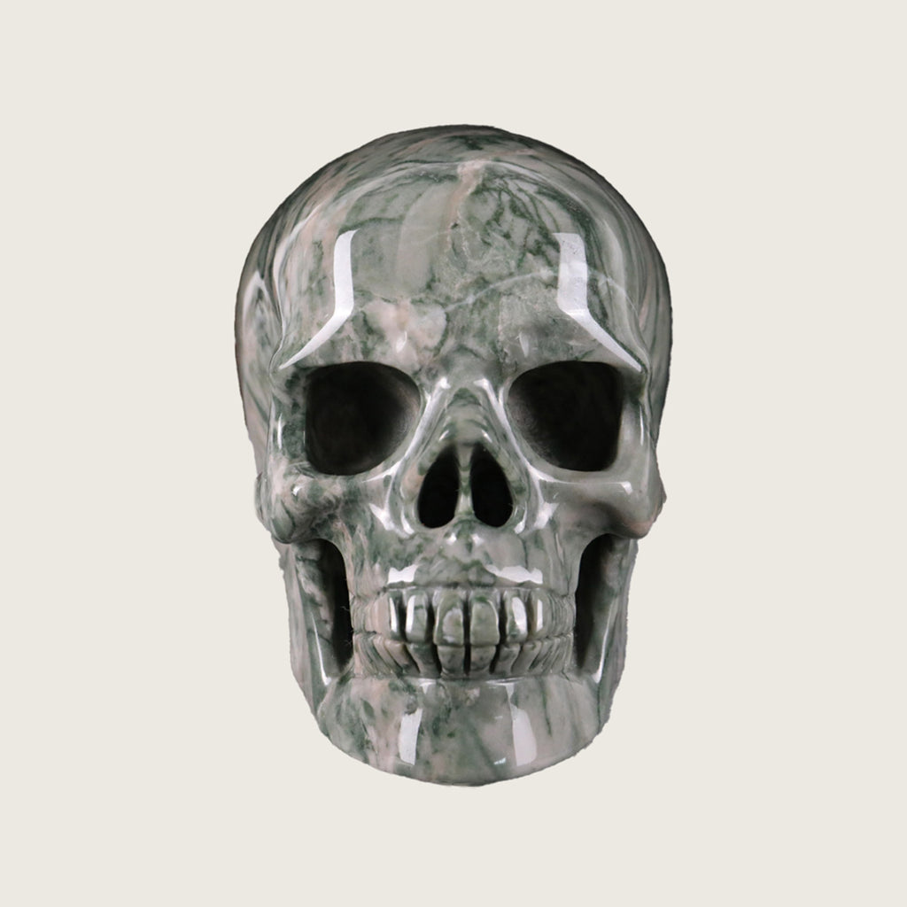 3.0" Jiulong Jade Crystal Skull Carving  #SKH30071