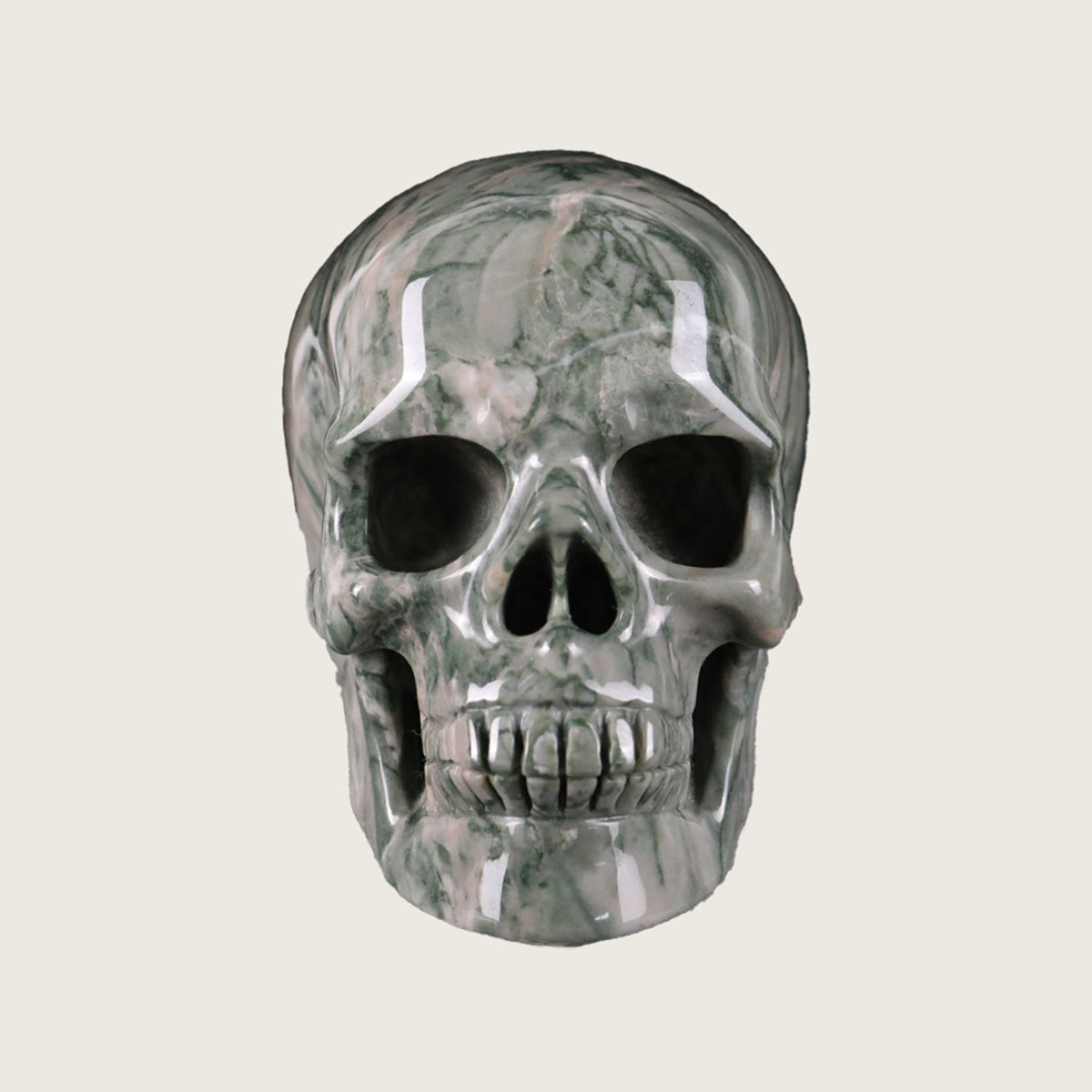 3.0" Jiulong Jade Crystal Skull Carving  #SKH30071