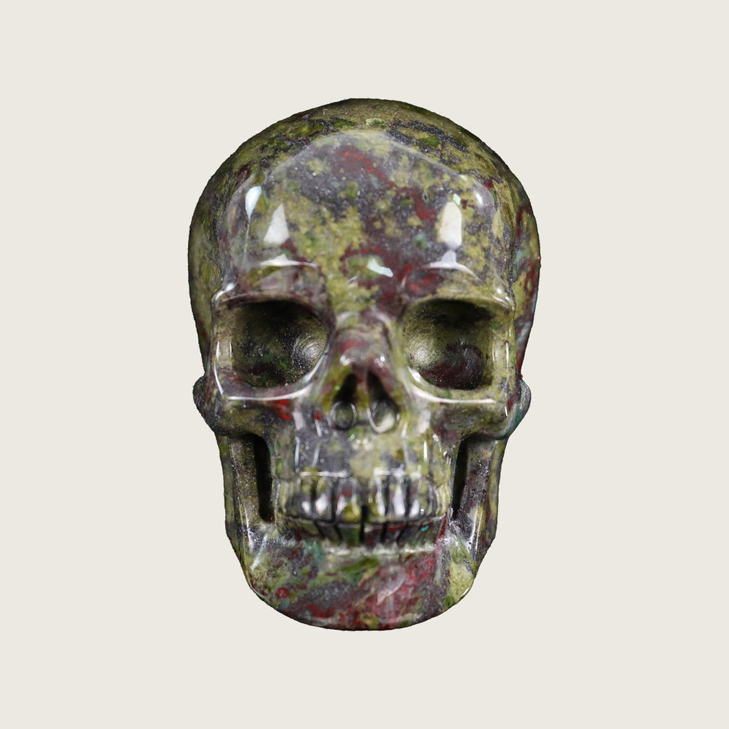 3.0" Dragon Blood Jasper Crystal Skull Carving  #SKH30055