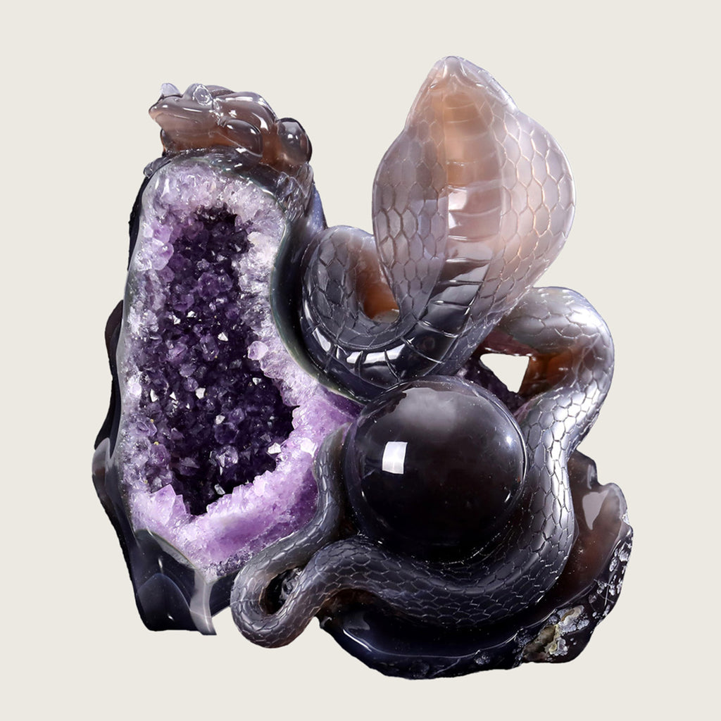 6.6" Druzy Agate Geode Carving  #GDC0008