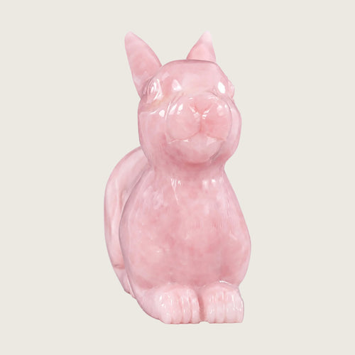 11.3" Rose Quartz Rabbit Carving  #CTC0033