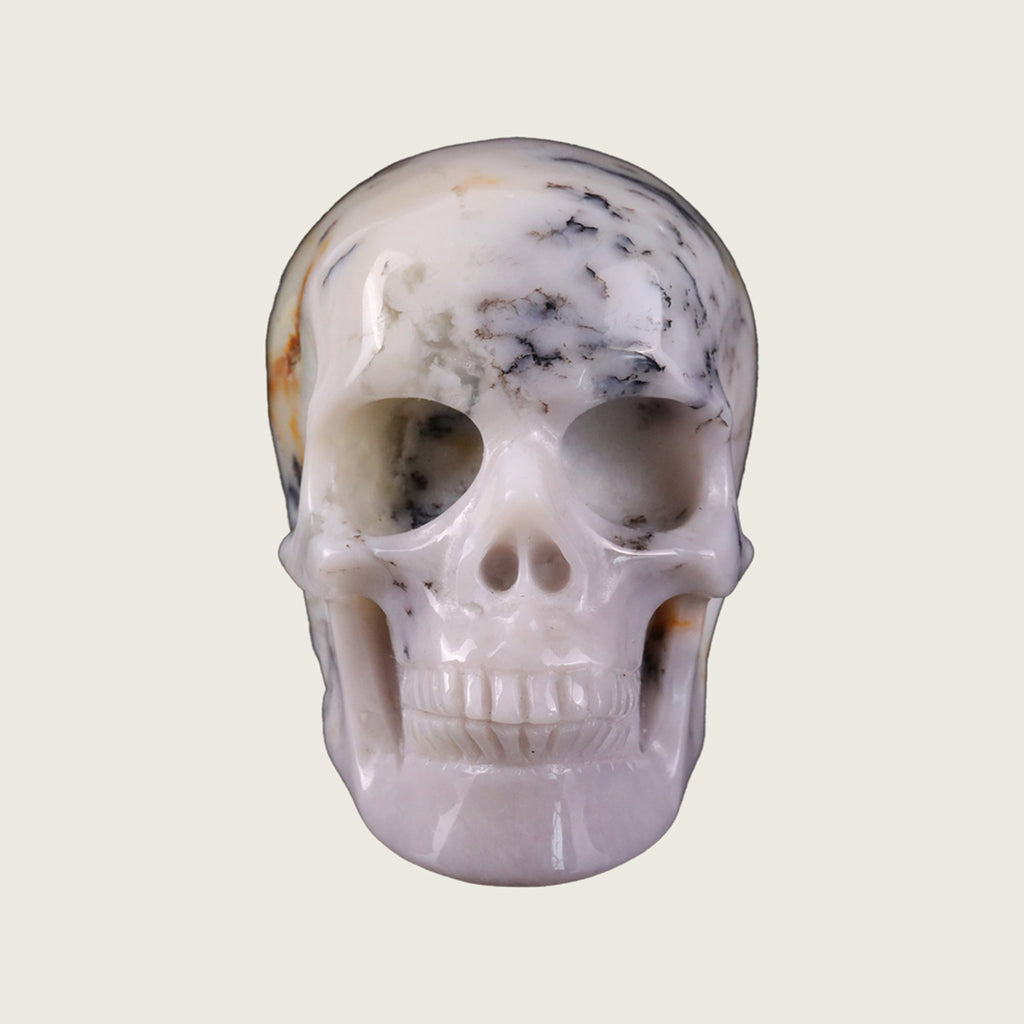2.2" White Opal Crystal Skull Carving  #SKH22030