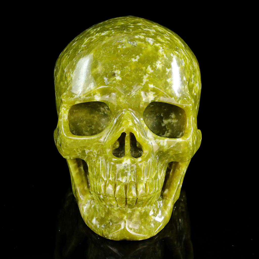 8.0" Serpentine Jade Crystal Skull Carving  #SCS0025