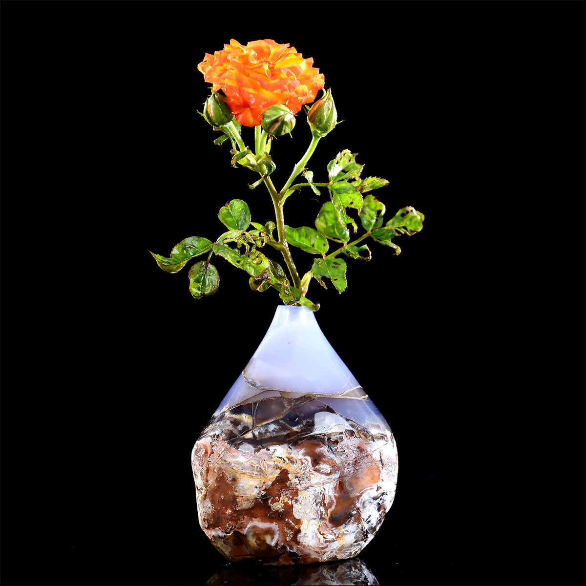 3.3" Blue Chalcedony Crystal Vase Carving  #CHA0036