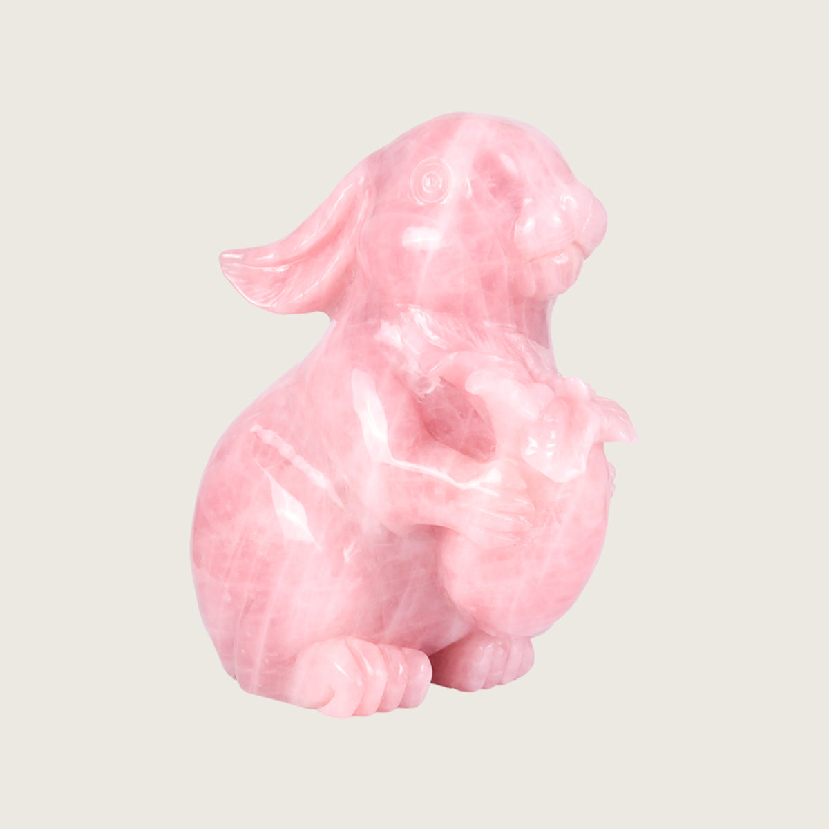 11.0" Rose Quartz Chubby Rabbit Carving  #CTC0048