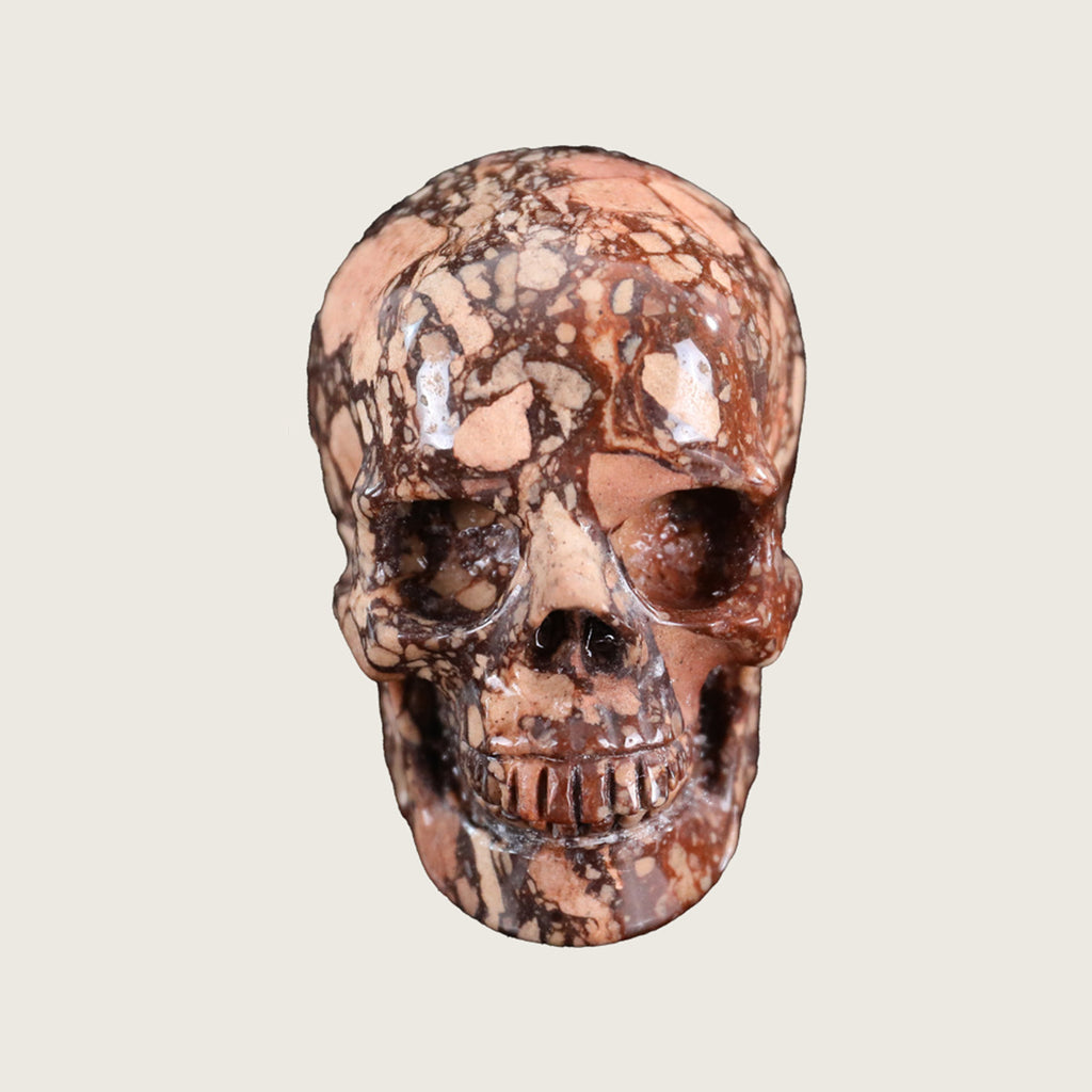 3.0" Coffee Stone Crystal Skull Carving  #SKH30059