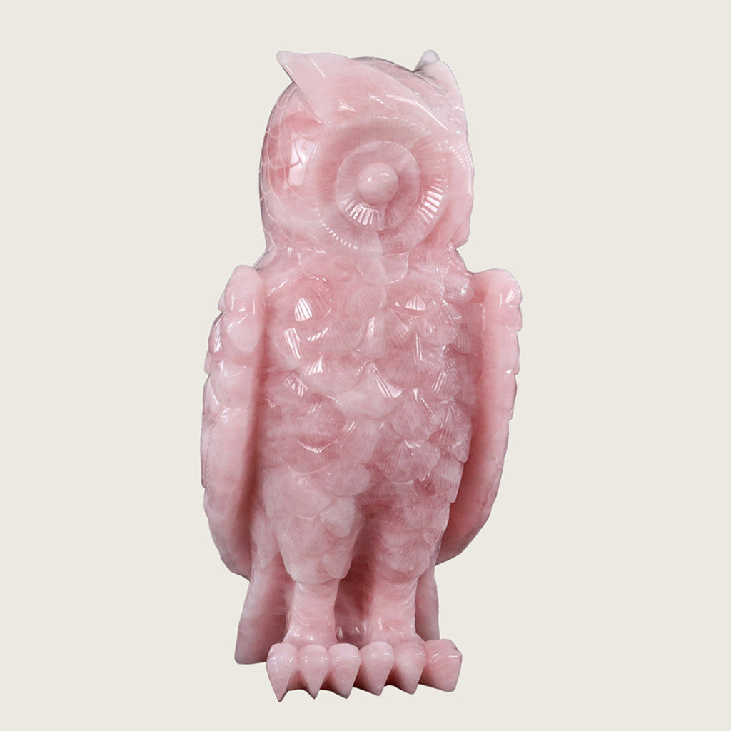 5.8" Rose Quartz Owl Carving  #CTC0017