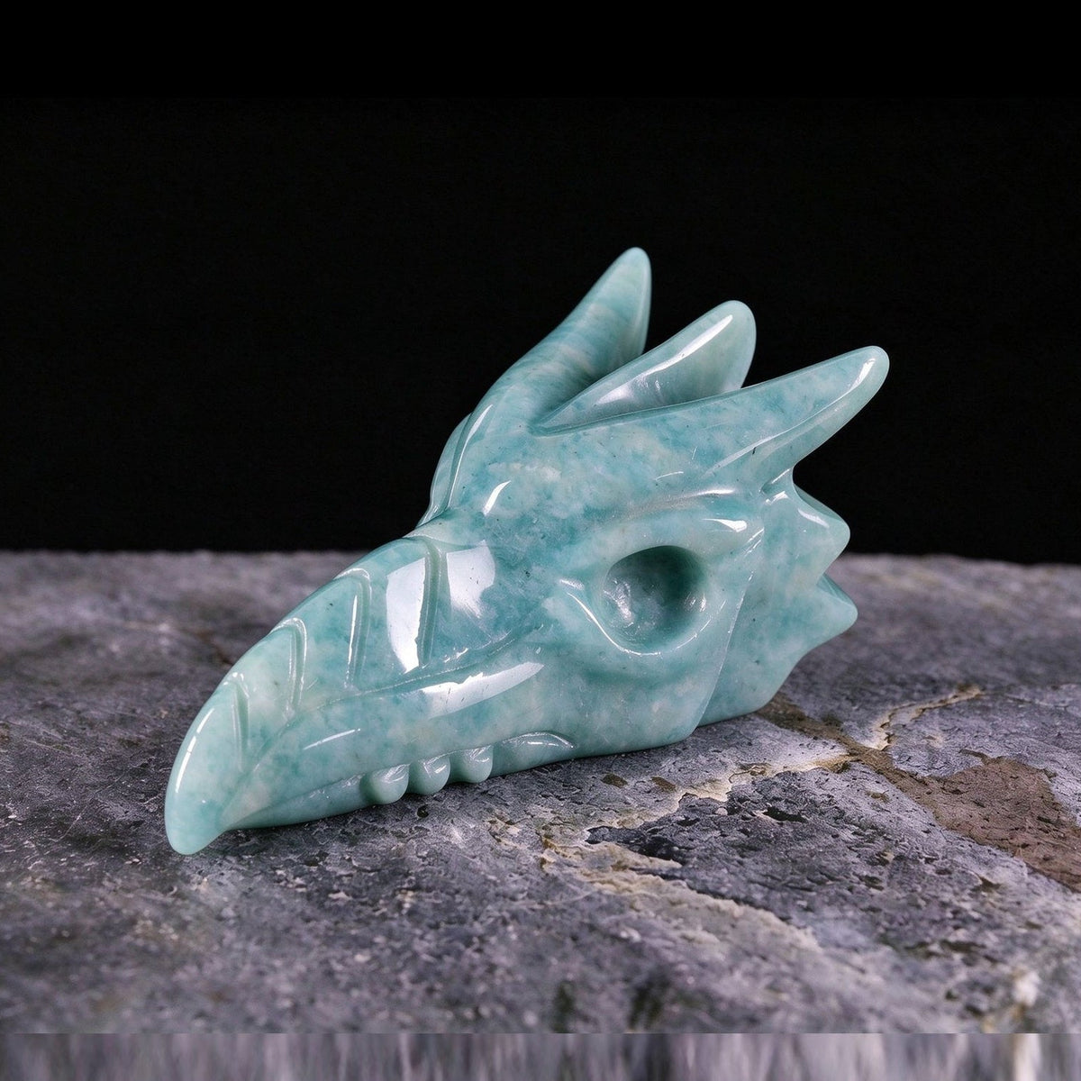 2.5" Amazonite Phoenix Skull Carving  #CSC0026