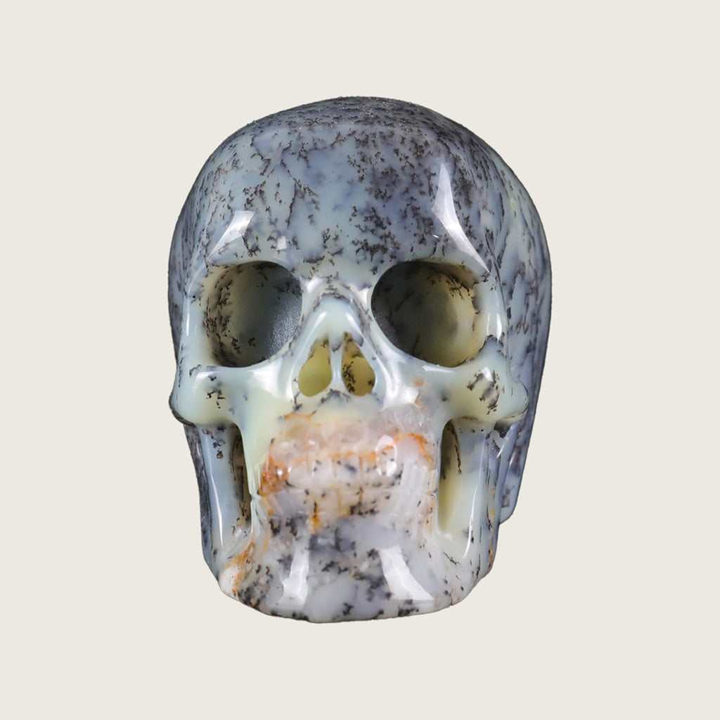 2.2" White Opal Human Skull Carving  #SKH22017