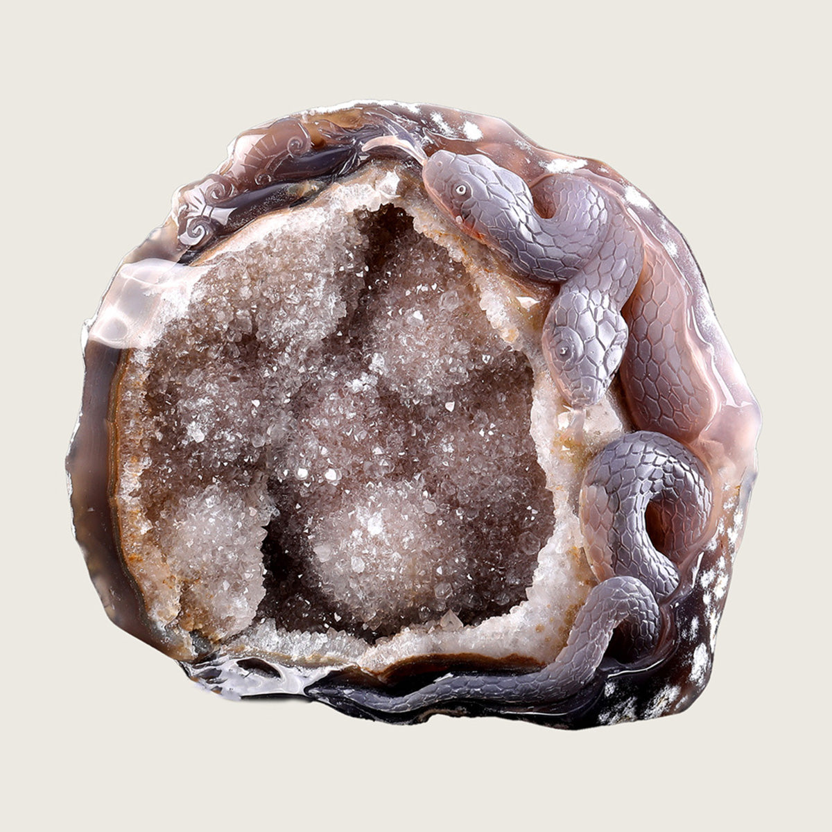 6.7" Druzy Agate Geode Carving  #GDC0003