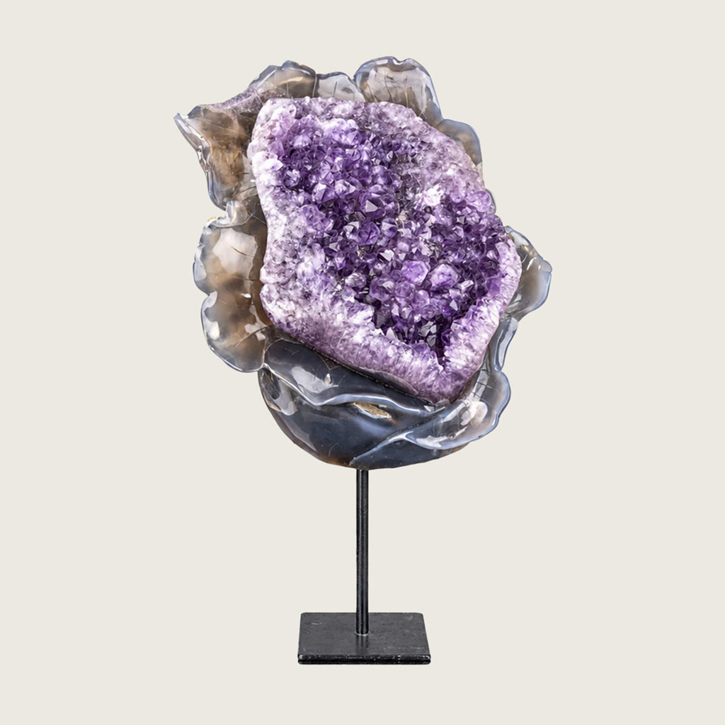 9.0"Amethyst Druse Agate Flower Sculpture Carving  #GDC0020