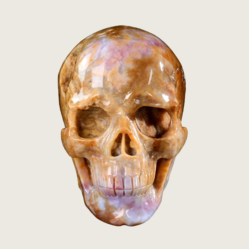 8.6" Chalcedony Jasper Skull Carving  #SCS0008