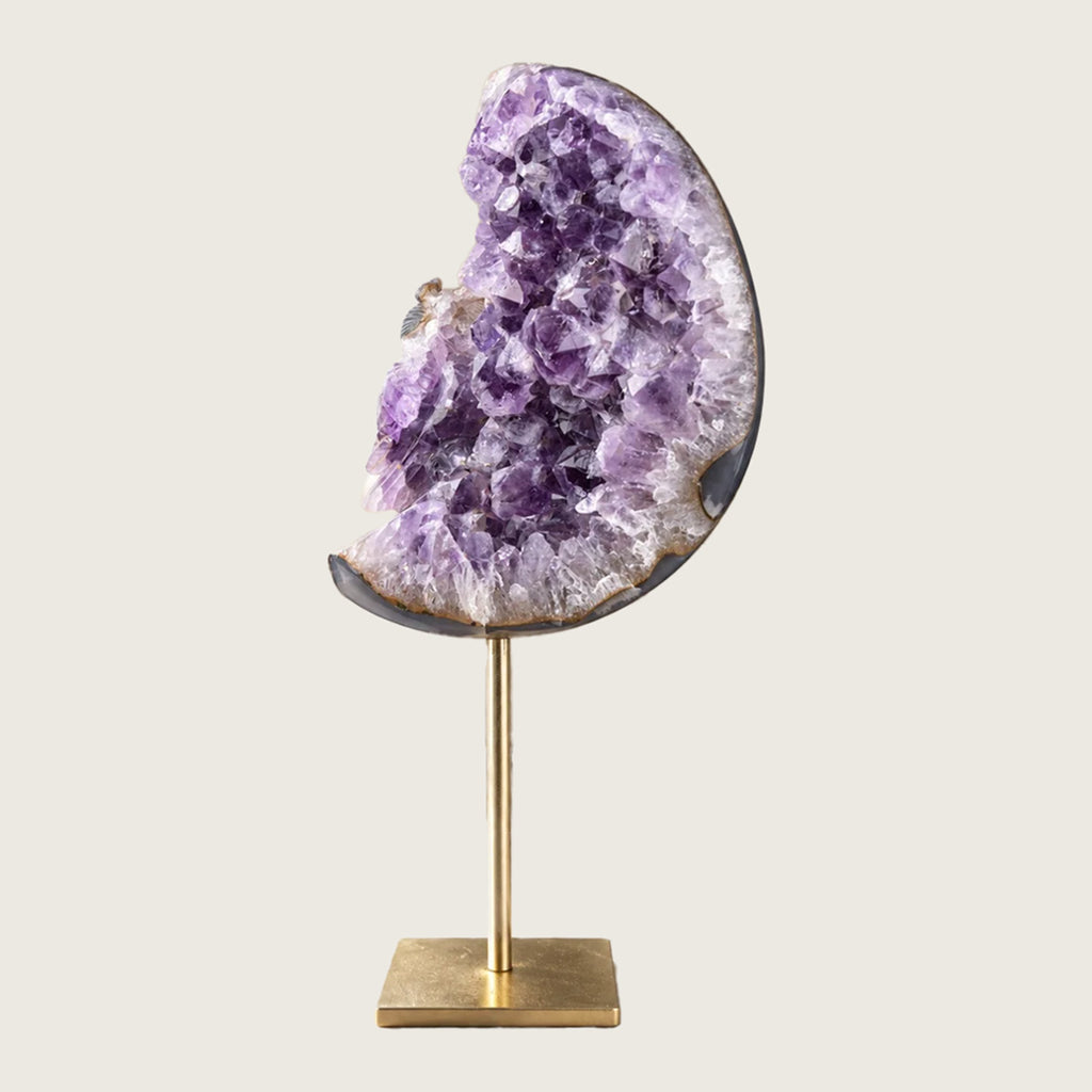 5.5"Amethyst Druse Agate Owl Carving  #GDC0021