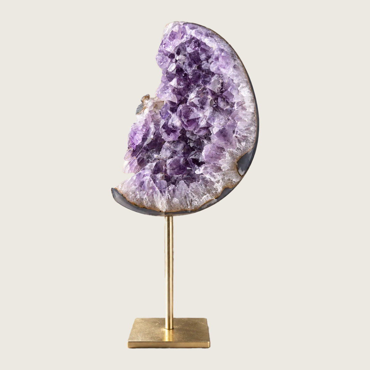 5.5"Amethyst Druse Agate Owl Carving  #GDC0021