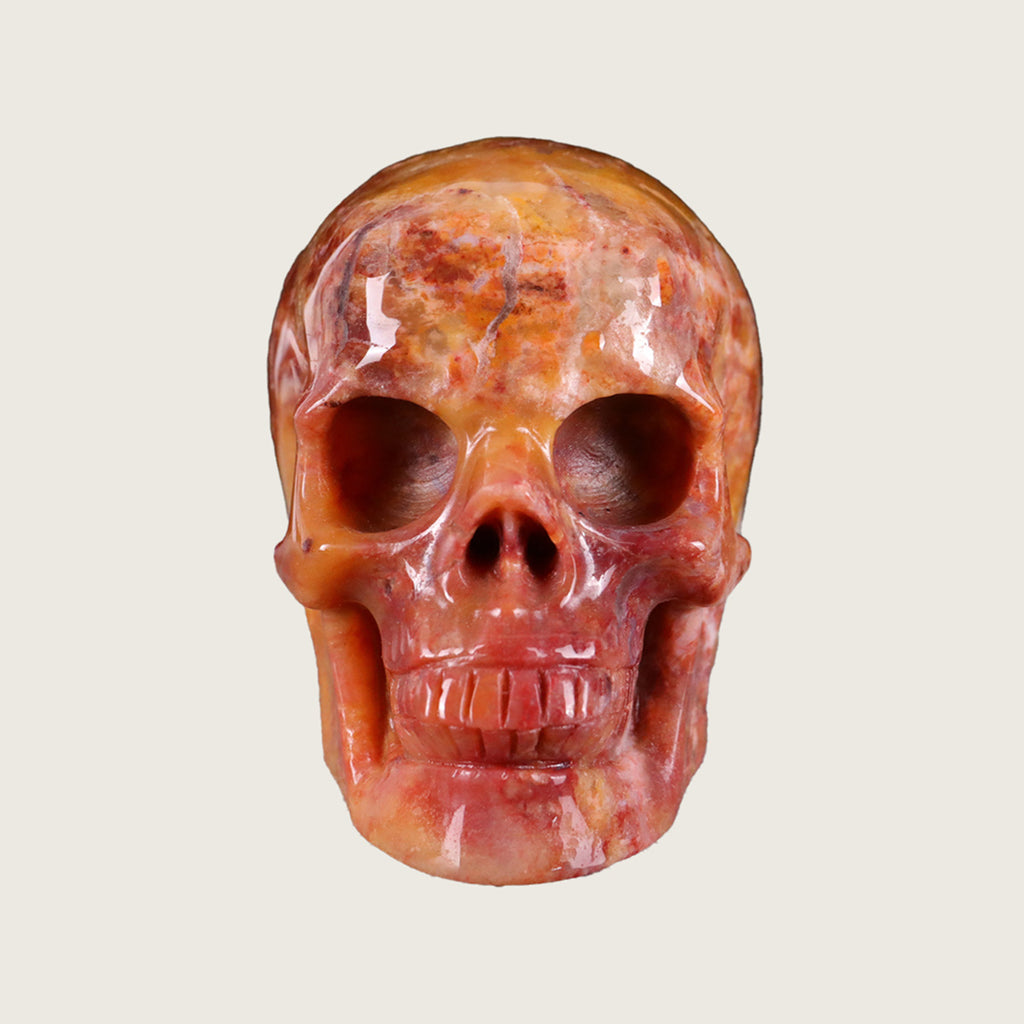 3.0" Chalcedony Jasper Human Skull Carving  #SKH30019