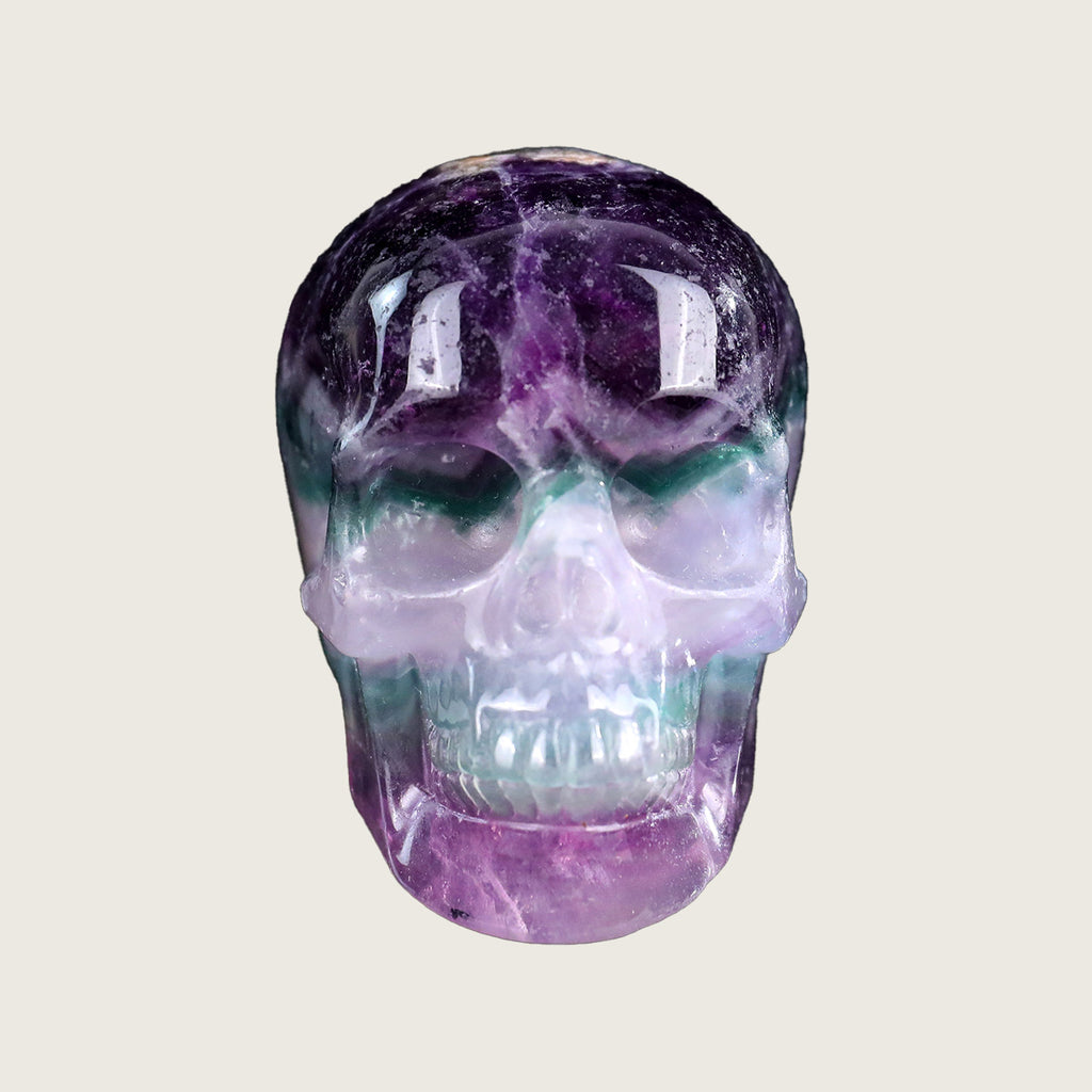 3.0" Colorful Fluorite Crystal Skull Carving  #SKHGF3001
