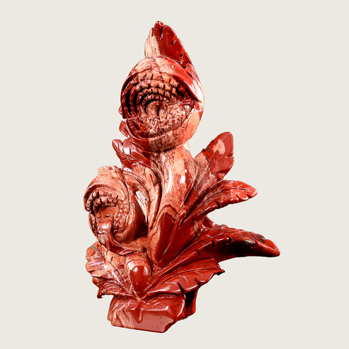 5.3" Red Jasper Carnivorous Flower Carving  #CTC0016